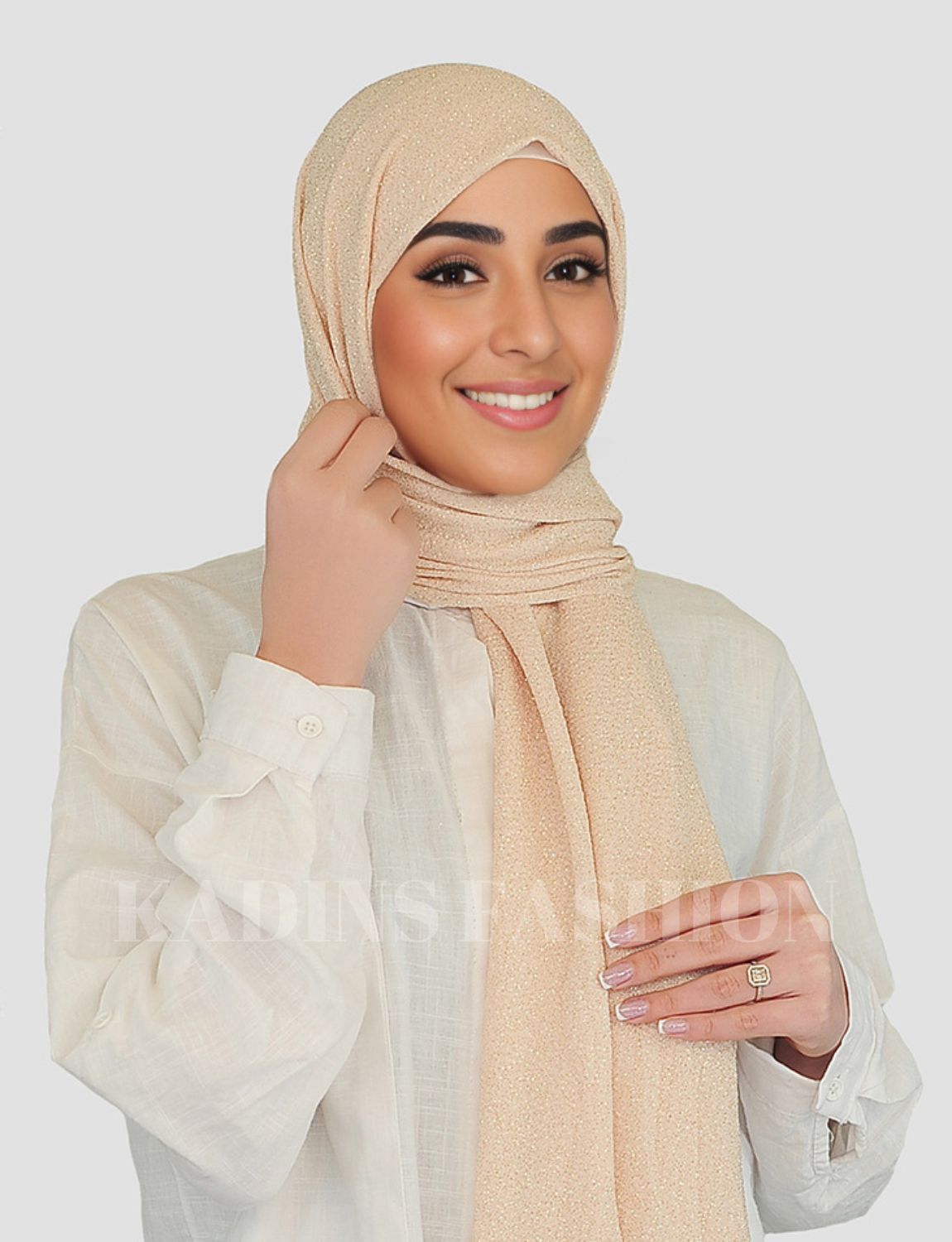 Glittrig Hijab-Persika