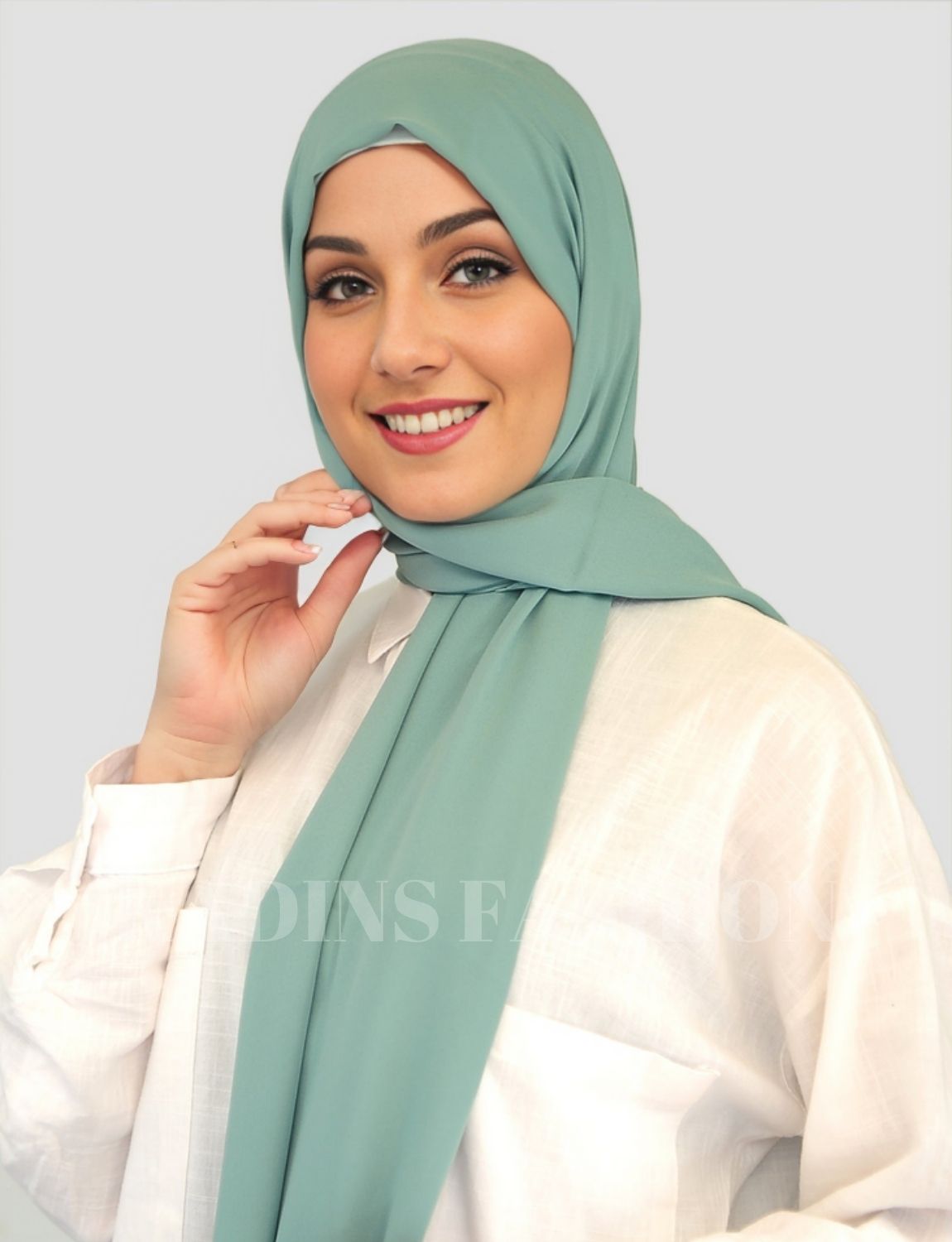 Deluxe chiffon Hijab-Aquagrön