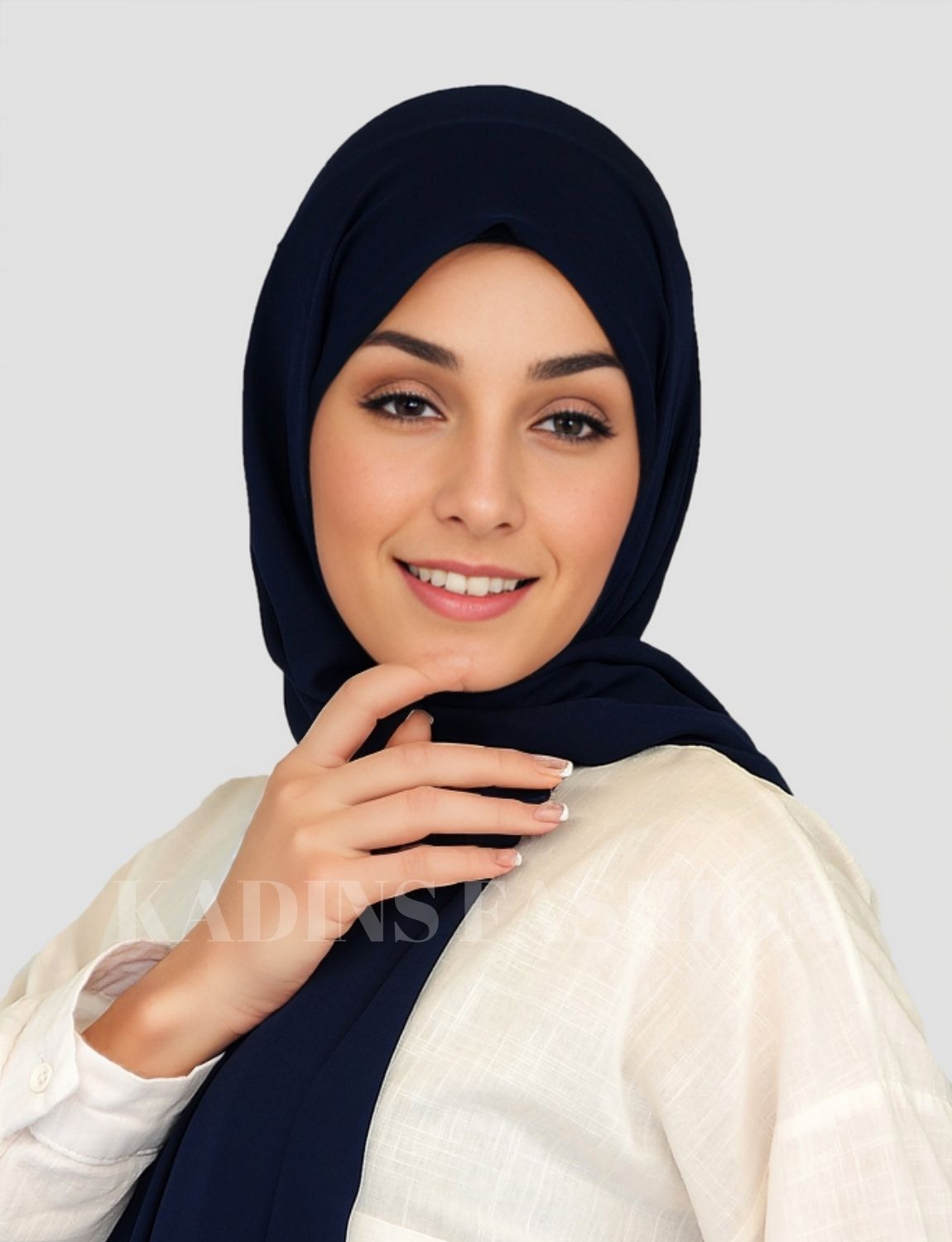 Deluxe chiffon Hijab-Midnattsblå